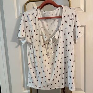 Floral Print White Top